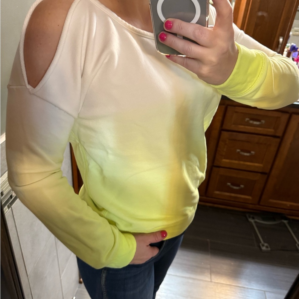 Yellow Ombre Cold Shoulder Sweatshirt
